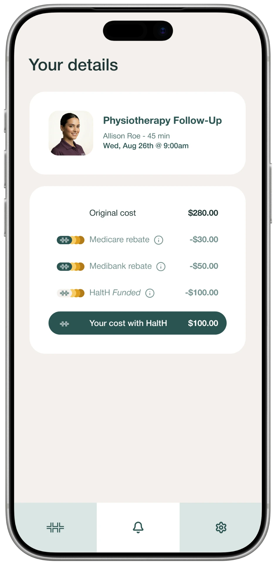 Funding breakdown on a phone
